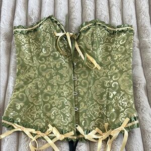 Green and Gold Bra with Intricate Floral Design